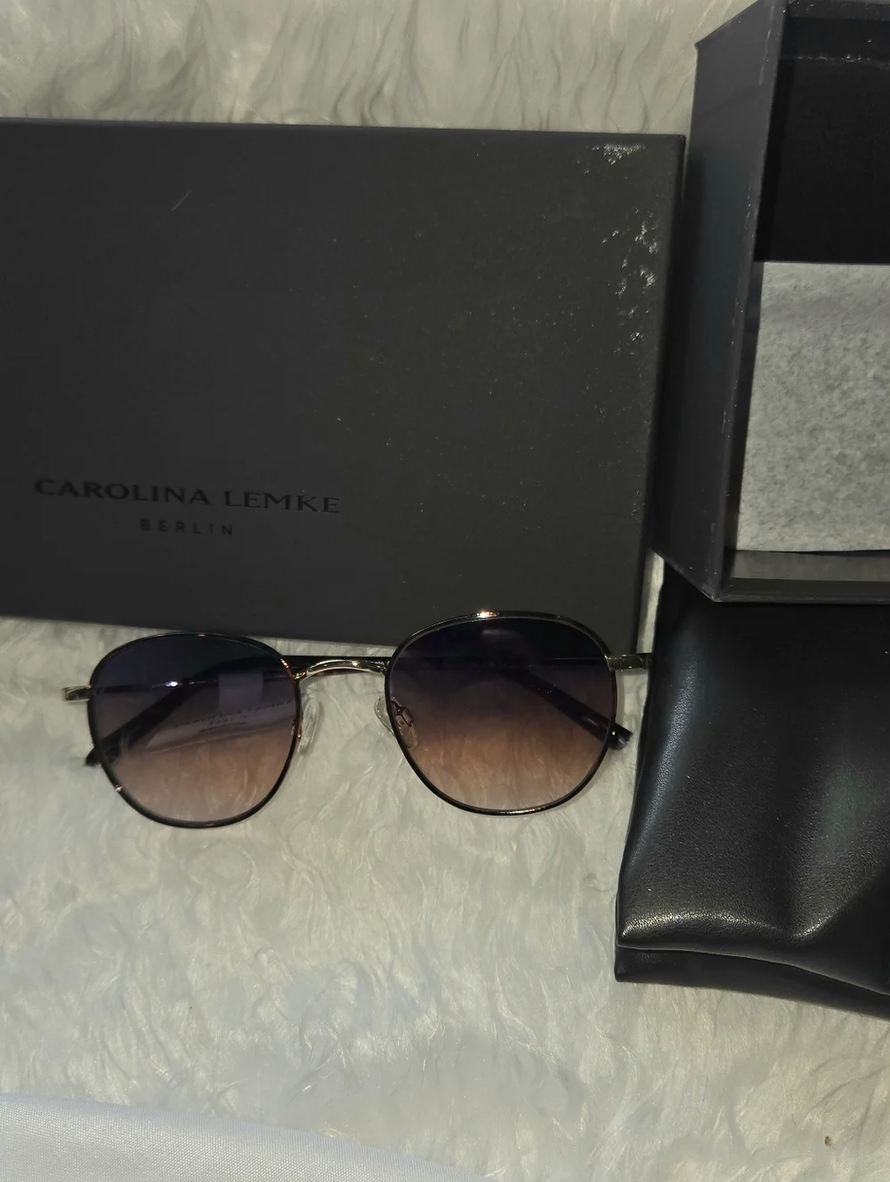 Carolina Lemke Berlin Unisex Veneto Gold Gradient Slim Metal Luxury Sunglasses